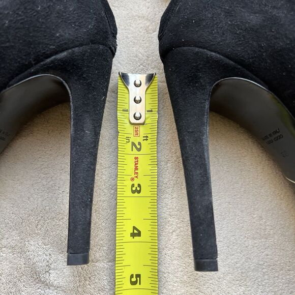 Giorgio Armani Black Suede Stiletto Heel Boots Women EU 38 US 7.5 Tie Pointy Toe - Picture 12 of 16